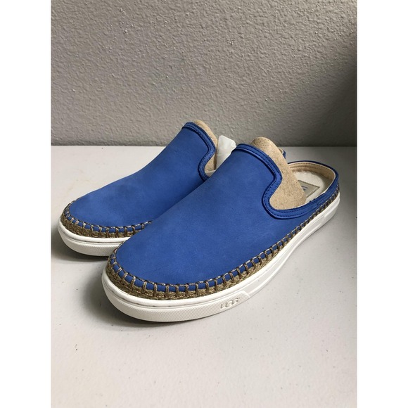 UGG Shoes Womens Size 9.5 Blue Leather Slip On Mule Clog Espadrille Comfort - Picture 2 of 11